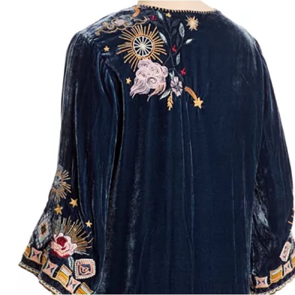 Johnny Was heavily embroidered Selah Velvet Kimono Sleeve Top In Jasper NWT RARE - Picture 10 of 16